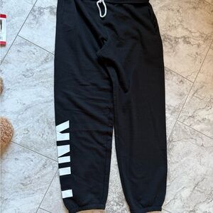 PINK Victoria's Secret Black Joggers with White Accents